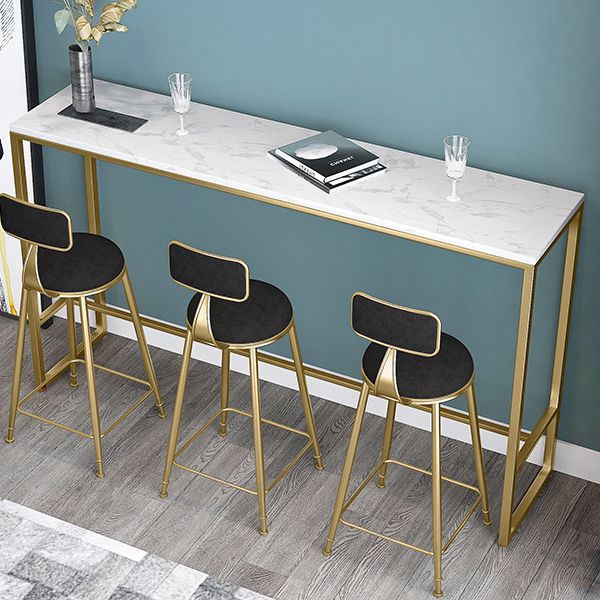 White Glam Style Bar Table in Faux Marble and Metal Bar Table for Living Room, Only Table Clearhalo 'Bar Furniture' 'Bar Tables' 'bar_tables' 'furn' 'furn_bar_tables' 'Furniture' 'furniture_bar_tables' 'Kitchen & Dining Furniture' 1200x1200_2d2e006d-14bd-4d8e-957b-5e87ee111aee