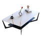 Cross Legs Slate Coffee Table Shelf Included Rectangle Single Cocktail Table
