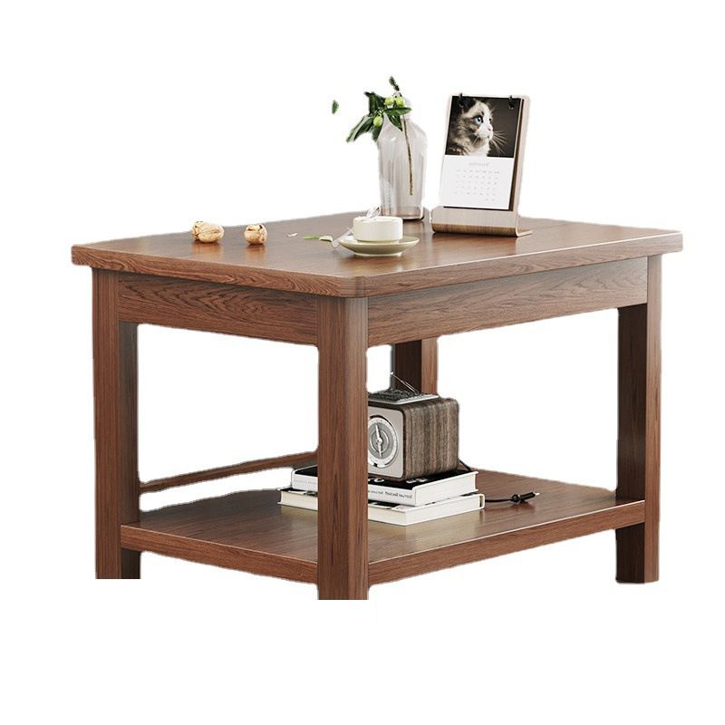 Mesa de esquina moderna de 4 patas Mesa al final del sofá de madera maciza con almacenamiento