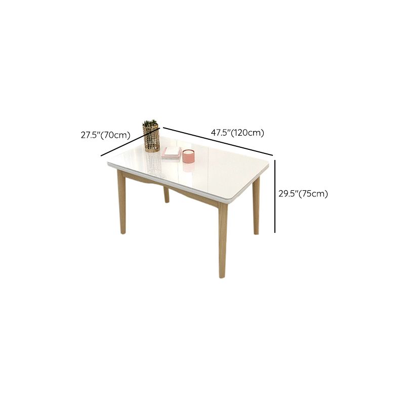 Contemporary Dining Table White Dining Table with Solid Wood Base