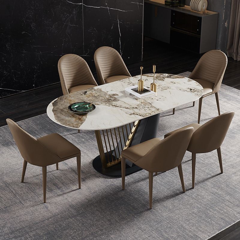 Glam Style Sintered Stone Dining Set 1/4/5/7 Pieces Dining Set Clearhalo 'Dining Room Sets' 'Dining Tables & Seating' 'dining_room_set' 'furn' 'furn_dining_room_set' 'Furniture' 'furniture_dining_room_set' 'Kitchen & Dining Furniture' 1200x1200_2d340f20-0517-4bda-a8f6-44f60b1a3979
