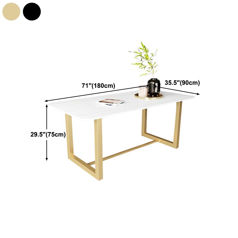 Traditional Luxury White in Marble Counter Rectangle Dining Table for Kitchen Clearhalo 'Dining Tables & Seating' 'Dining Tables' 'dining_table' 'furn' 'furn_dining_table' 'Furniture' 'Kitchen & Dining Furniture' 1200x1200_2d347062-8355-42f9-8b49-db7169340883