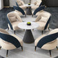 Modern Round Dining Table for Kitchen Metal Pedestal Base Table Clearhalo 'Dining Tables & Seating' 'Dining Tables' 'dining_table' 'furn' 'furn_dining_table' 'Furniture' 'Kitchen & Dining Furniture' 1200x1200_2d3563a7-47df-415a-bbdb-14a8fb6afaec
