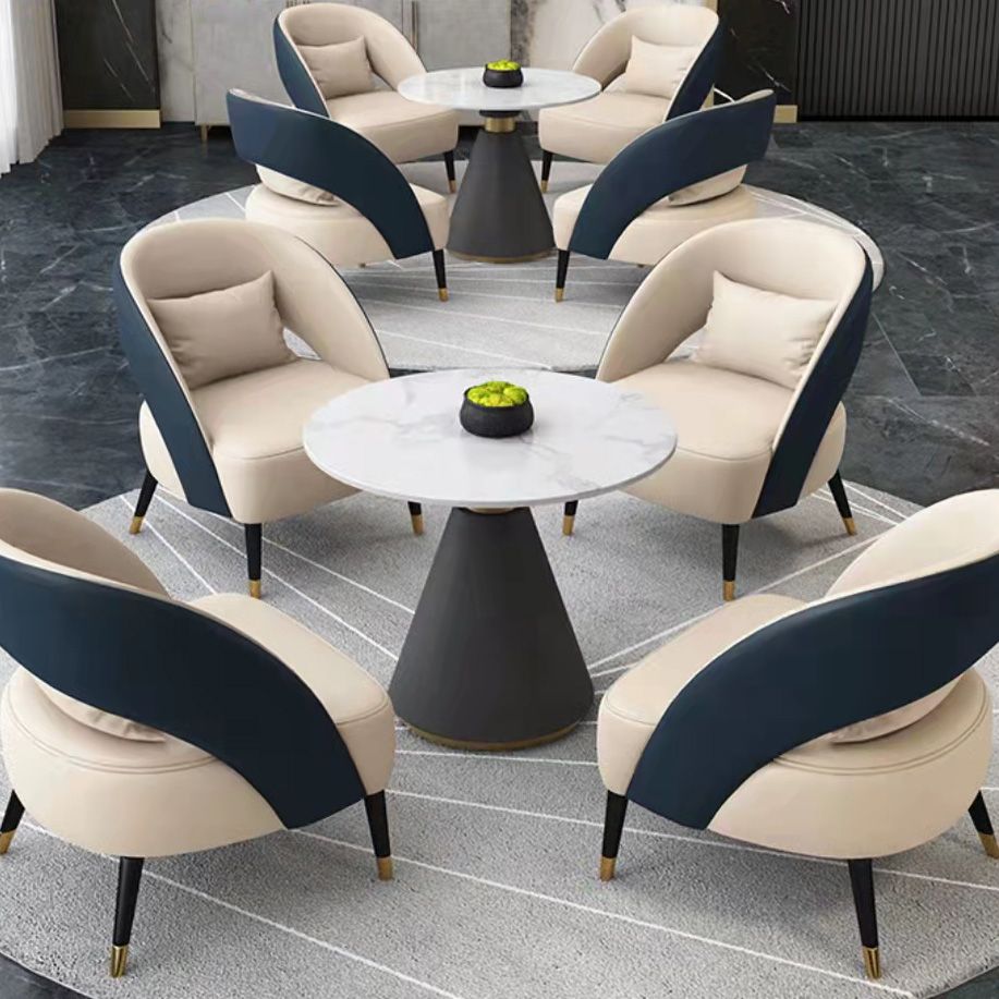 Modern Round Dining Table for Kitchen Metal Pedestal Base Table Clearhalo 'Dining Tables & Seating' 'Dining Tables' 'dining_table' 'furn' 'furn_dining_table' 'Furniture' 'Kitchen & Dining Furniture' 1200x1200_2d3563a7-47df-415a-bbdb-14a8fb6afaec