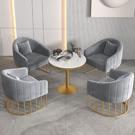 Glam Metal Dining Room Chair Velvet Armless Dining Chairs for Home Use