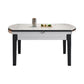 Modern Round Expandable Retractable Stone Top Dining Table with Black Wood Base Clearhalo 'Dining Tables & Seating' 'Dining Tables' 'dining_table' 'furn' 'furn_dining_table' 'Furniture' 'Kitchen & Dining Furniture' 1200x1200_2d37ef29-cf23-4f48-850d-1c201ad18100