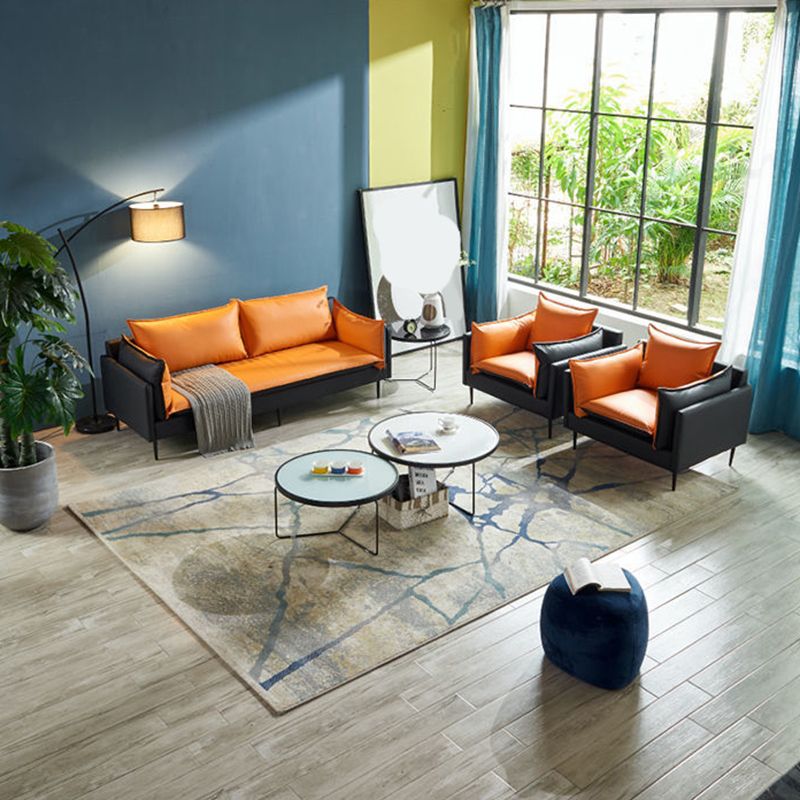 Modern Style Square Armrest Sponge Cushion Wear Resistant Napa Leather Sofa Clearhalo 'furn' 'furn_sofas' 'Furniture' 'furniture_sofas' 'kitchen' 'kitchen_sofas' 'Living Room Furniture' 'Sofa' 'sofas' 1200x1200_2d39ae0f-d836-4cf0-a778-d7d7dc472ee6