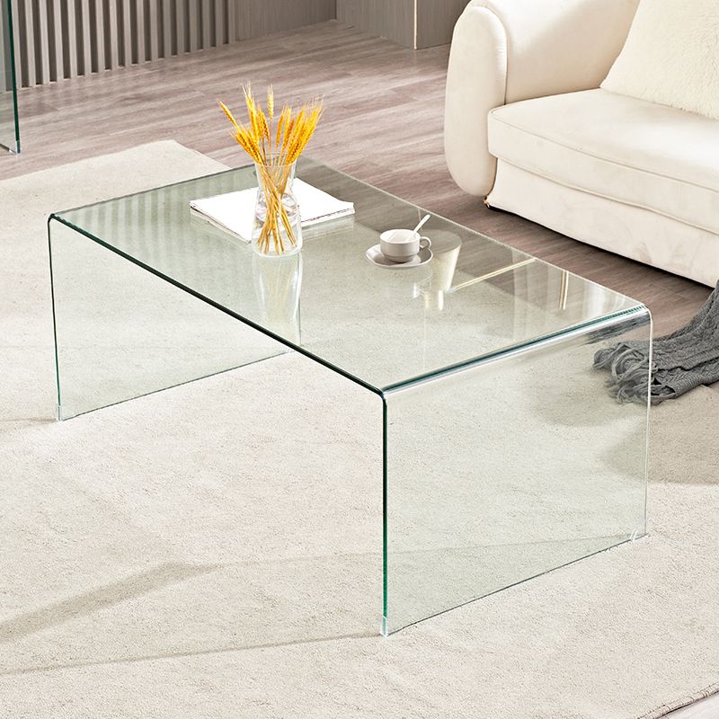 Sled Single Coffee Table Glass Modern Black/White Open Shelf Cocktail Table Clearhalo 'Coffee & Accent Tables' 'Coffee Tables' 'coffee_tables' 'furn' 'furn_coffee_tables' 'Furniture' 'furniture_coffee_tables' 'Living Room Furniture' 1200x1200_2d3a2e89-edb3-4879-9e96-bb1bac9639e3