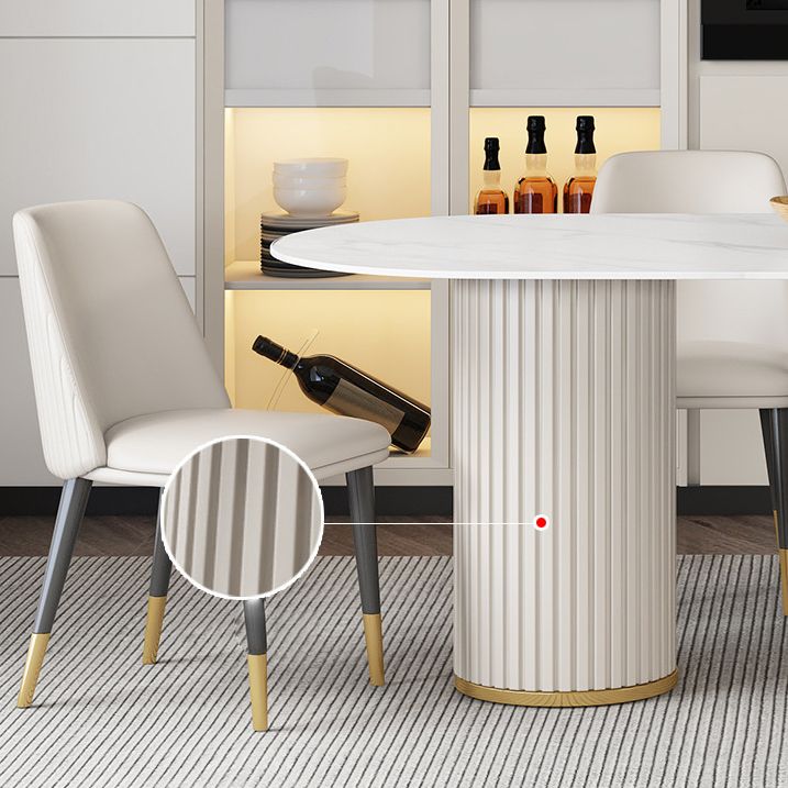 Mesa ovalada estilo Glam, mesa de piedra sinterizada con patas de metal para uso doméstico