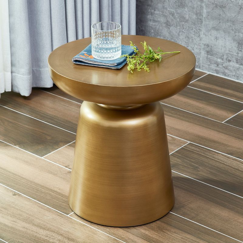 Mid-Century Modern Round Top Coffee Table 16.92"H Iron Pedestal Cocktail Table Clearhalo 'Coffee & Accent Tables' 'Coffee Tables' 'coffee_tables' 'furn' 'furn_coffee_tables' 'Furniture' 'Living Room Furniture' 1200x1200_2d3b9938-633c-4940-9b76-33da2233e515