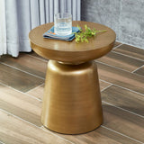 Mid-Century Modern Round Top Coffee Table 16.92"H Iron Pedestal Cocktail Table