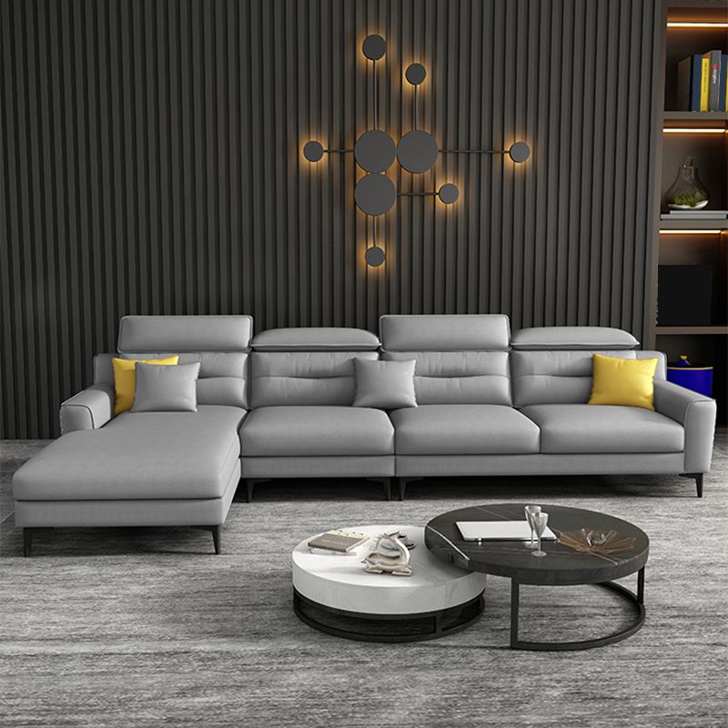 Oreiller sectionnel de bras carré gris dos moderne sectionnelle de 4 places