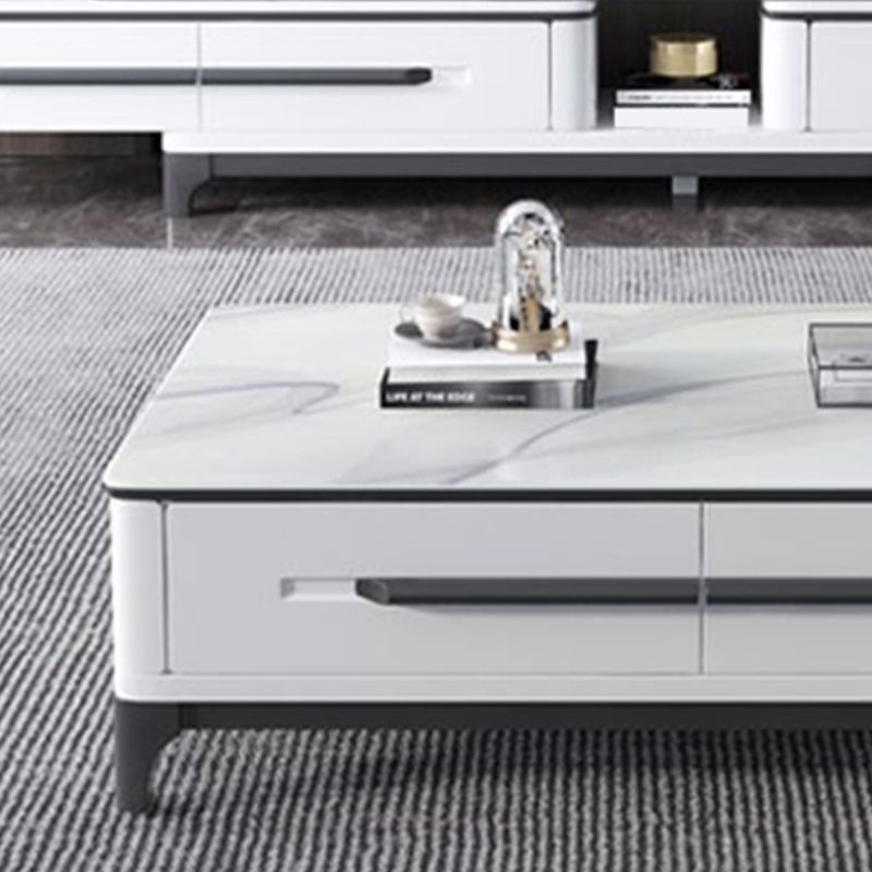 Leisteen koffie of eindtafel met opbergladen rechthoek 4 poten