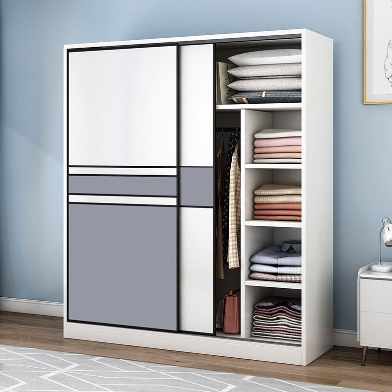 Freestanding Wood Frame Wardrobe Armoire Sliding Soft Close Doors Wardrobe Clearhalo 'Armoires & Wardrobes' 'armoires_wardrobes' 'Bedroom Furniture' 'furn' 'furn_armoires_wardrobes' 'Furniture' 1200x1200_2d3e05ac-7ef5-4381-847b-8992a2ff4f5f