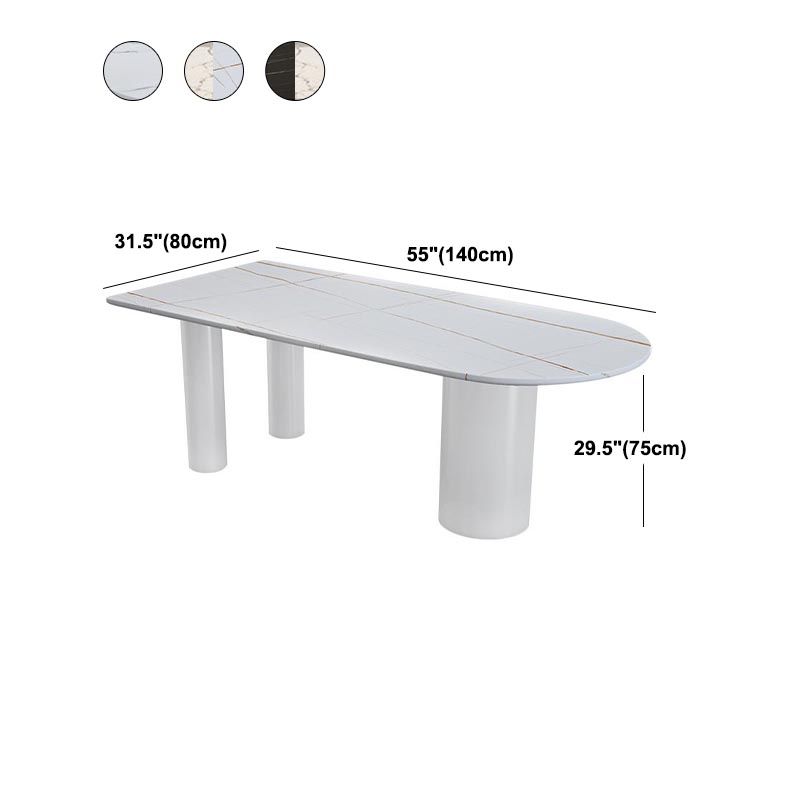 Oval White Base Dining Table Modern Stone Tripod Iron base Table Clearhalo 'Dining Tables & Seating' 'Dining Tables' 'dining_table' 'furn' 'furn_dining_table' 'Furniture' 'furniture_dining_table' 'Kitchen & Dining Furniture' 'kitchen' 'kitchen_dining_table' 1200x1200_2d3f0d2b-26e6-48c5-85e4-aa8ea928aef6
