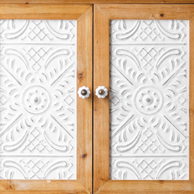 Industrial Wooden Accent Cabinet with Wooden Legs and Doors Cabinet