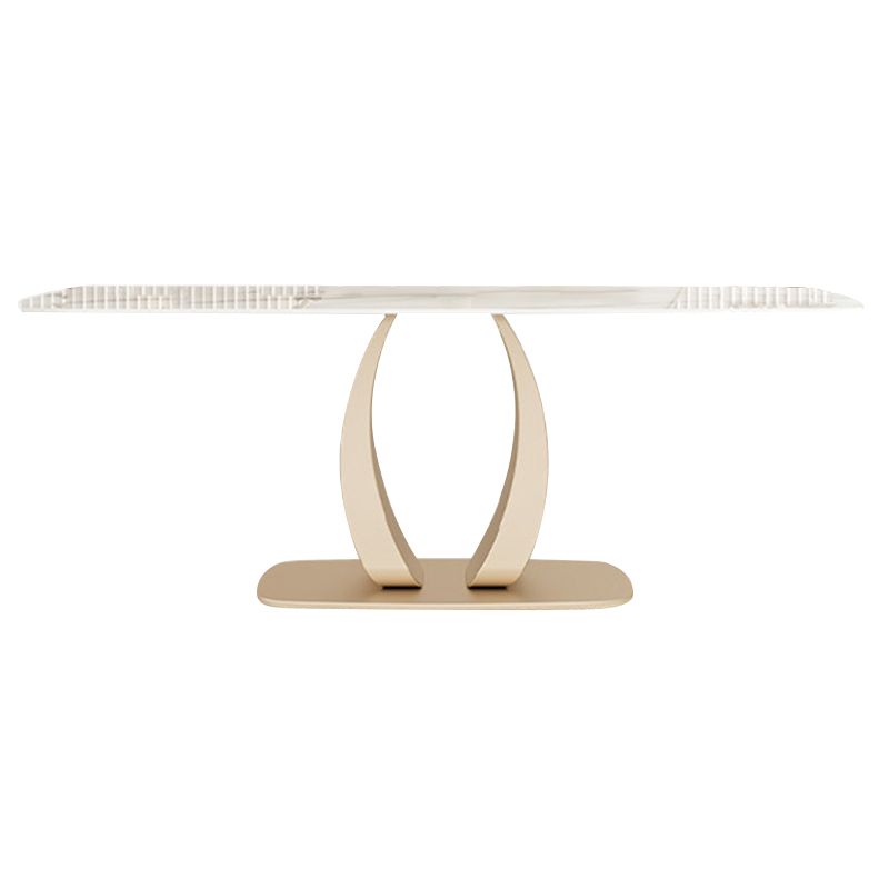 Glam Style Dinner Table Stone Rectangle Dining Room Table in White Clearhalo 'Dining Tables & Seating' 'Dining Tables' 'dining_table' 'furn' 'furn_dining_table' 'Furniture' 'Kitchen & Dining Furniture' 1200x1200_2d40611c-2f55-4c32-81f1-e01042202a36