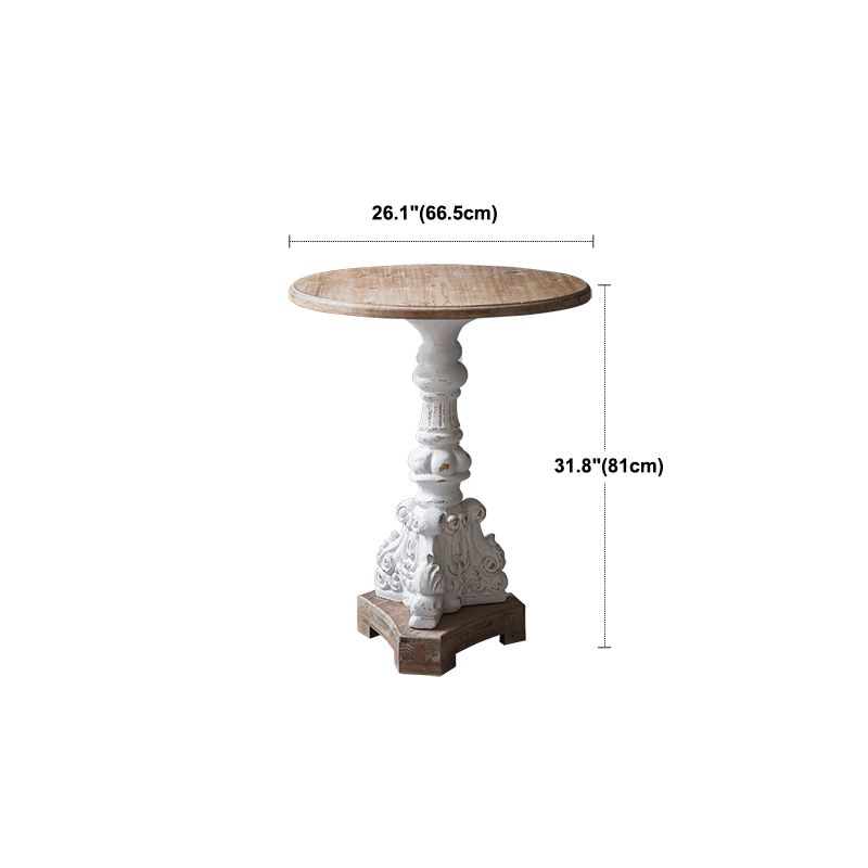 Mesa de cóctel envejecida de estilo francés, mesa de centro con pedestal de madera para el hogar