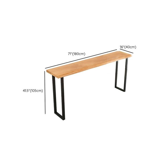 Tavolo da bar di base in metallo industriale tavolo da pub in legno solido nero per uso del patio