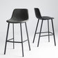 Industrial Bucket Counter Chair Faux Leather Footrest Dining Stool with Black Base