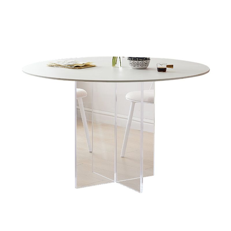 Modern Dining Set 1/3/4/5 Pcs Round Dining Table with Side Chairs in White Clearhalo 'Dining Room Sets' 'Dining Tables & Seating' 'dining_room_set' 'furn' 'furn_dining_room_set' 'Furniture' 'Kitchen & Dining Furniture' 1200x1200_2d462111-818b-45bf-b14f-e80d5a4ae1ec