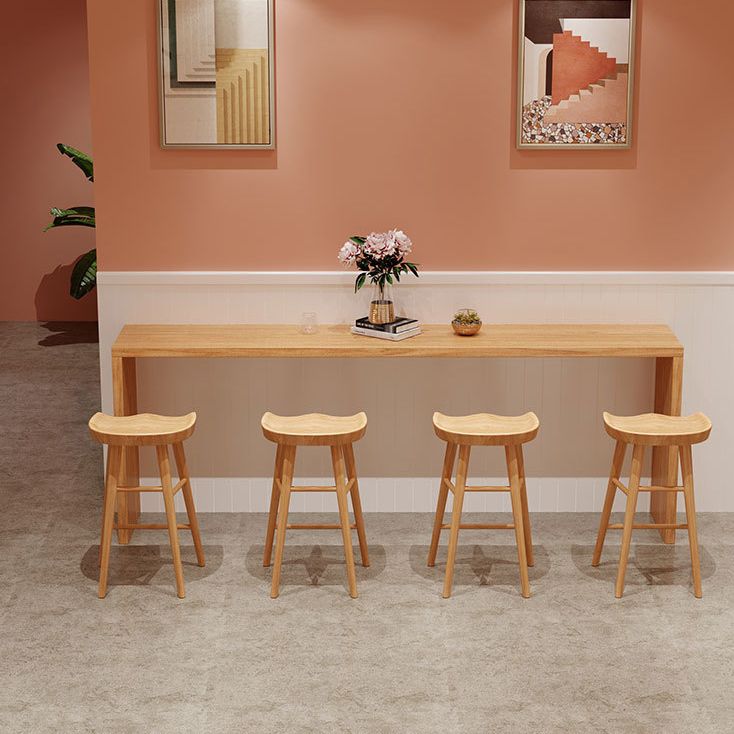 Contemporary Style 1/2/5/9 Pieces Bar Table Set Rectangle Wood Bar Table with Wood Stools Clearhalo 'Bar Furniture' 'furn' 'furn_home_bar_bar_sets' 'Furniture' 'Home Bars & Bar Sets' 'home_bar_bar_sets' 'Kitchen & Dining Furniture' 1200x1200_2d48ce8c-9af0-4e54-ada6-010debcdacec