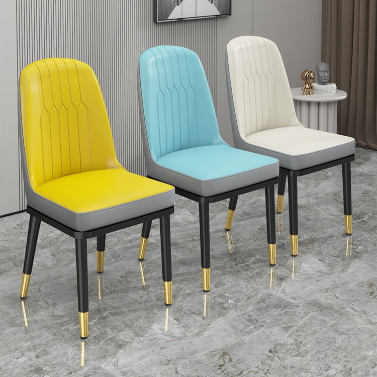 Scandinavian Style Metal Dining Chairs Dining Room Armless Cushioned Parsons Chair Clearhalo ' kitchen&dining_furn' 'Dining Chairs' 'Dining Tables & Seating' 'dining_chair' 'furn' 'furn_dining_chair' 'Furniture' 'furniture_dining_chair' 'Kitchen & Dining Furniture' 'kitchen' 1200x1200_2d4a32aa-43fd-4884-90a8-4a441440fccf