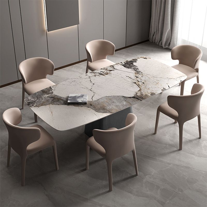 Modern Dining Table Stone Top Table with Stainless Steel Pedestal Base Clearhalo ' dining_table' 'Dining Tables & Seating' 'Dining Tables' 'furn' 'furn_dining_table' 'Furniture' 'furniture_dining_table' 'Kitchen & Dining Furniture' 'kitchen&dining_furn' 'kitchen' 'kitchen_dining_table' 1200x1200_2d4aa085-2f4e-4fa2-851f-9ee418ef63bf