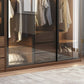 Brown Storage Cabinet with Glass Doors Contemporary Cabinet with Drawers