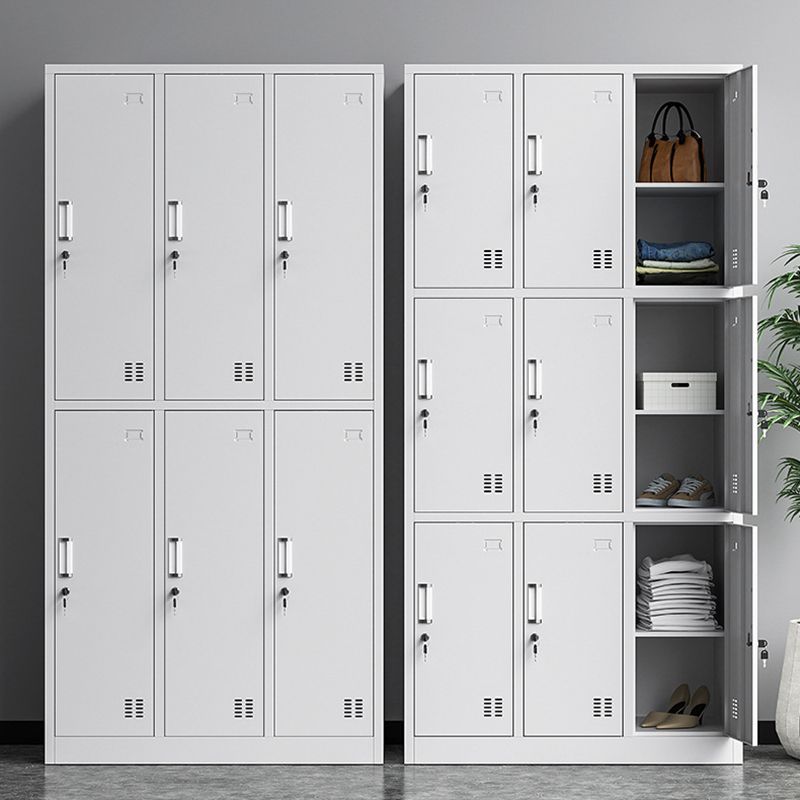 Contemporary Grey Storage Cabinet Metal Cabinet with Hinged Doors