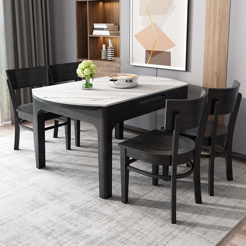 Round Contemporary Dining Table Sintered Stone Table with 4 Black Ash Solid Wood Legs Clearhalo ' dining_table' 'Dining Tables & Seating' 'Dining Tables' 'furn' 'furn_dining_table' 'Furniture' 'furniture_dining_table' 'Kitchen & Dining Furniture' 'kitchen&dining_furn' 'kitchen' 'kitchen_dining_table' 1200x1200_2d4ccab1-a7c1-47e8-98bc-8ed1c6d13ccd