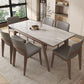 Table de salle à manger rectangulaire en pierre, mobilier de style moderne, blanc