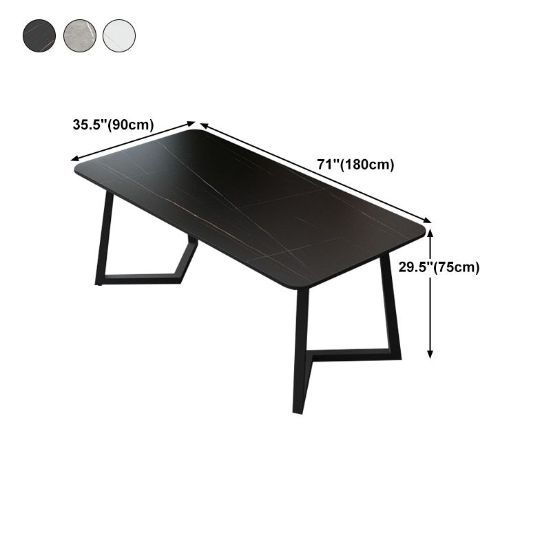Rectangle Sintered Stone Table for Restaurant Industrial Dining Table with Double Pedestal Clearhalo 'Dining Tables & Seating' 'Dining Tables' 'dining_table' 'furn' 'furn_dining_table' 'Furniture' 'furniture_dining_table' 'Kitchen & Dining Furniture' 'kitchen' 'kitchen_dining_table' 1200x1200_2d4d5b64-06a5-479e-962a-ca85ace821ae