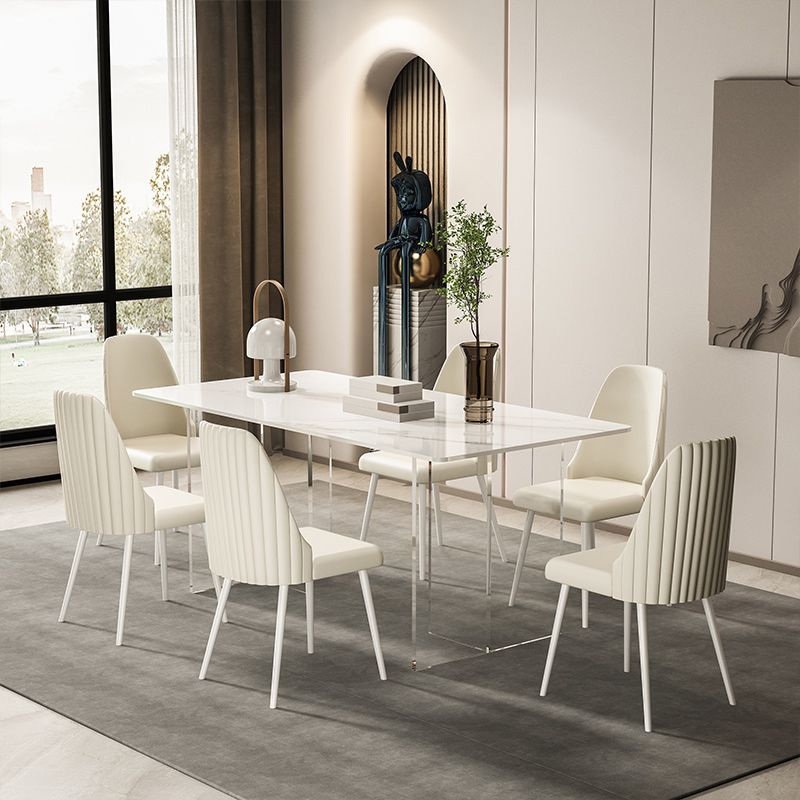 Designer Style Sintered Stone Dining Set Rectangle 1/5/7 Pieces Dining Table with Chairs Clearhalo 'Dining Room Sets' 'Dining Tables & Seating' 'dining_room_set' 'furn' 'furn_dining_room_set' 'Furniture' 'furniture_dining_room_set' 'Kitchen & Dining Furniture' 1200x1200_2d4e6146-7b0e-4dce-8b4b-e4242cff17ee
