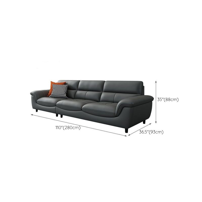 Modern 34.64" H Genuine Leather Pillow Top Arm Sofa for Living Room Clearhalo 'furn' 'furn_sofas' 'Furniture' 'Living Room Furniture' 'Sofa' 'sofas' 1200x1200_2d5071ff-224b-4524-92ff-fd4c7b103de0