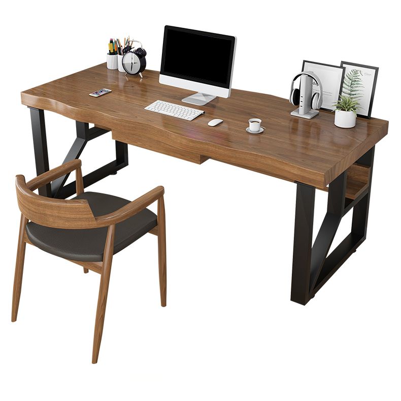 Bruin Industrial Writing Desk rechthoekige vaste houten computer bureau