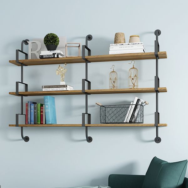 9.87"W Bookshelf Contemporary Style Wall Mounted Bookcase for Home Study Room