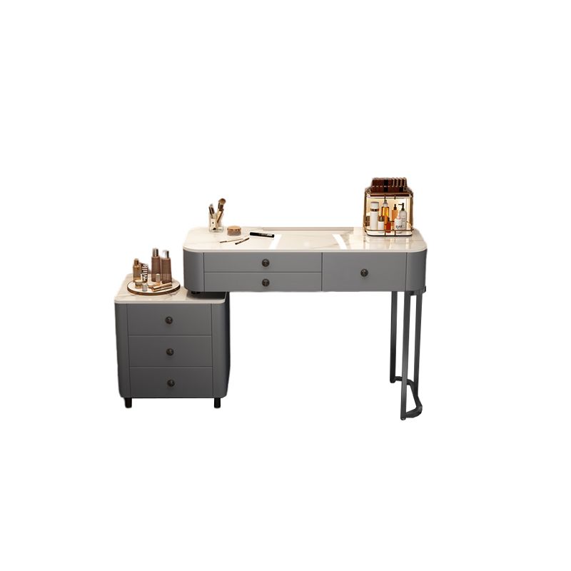 Glam Stone Make-up Vanity Dressing Bedroom Table Stool Set with Drawer