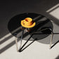 Contemporary Grey Round Glass Coffee Table with Metal 3 Legs