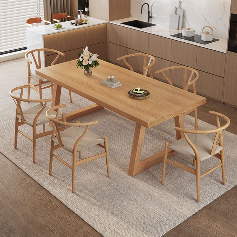 Moderne eetgelegenheid 1/3/4/5/6/7 PCS Massieve houten eettafel en stoelen in natuurlijk