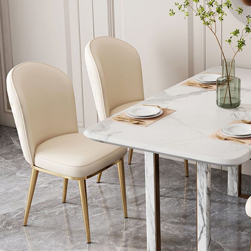 Glam Faux Leather Dining Chair Upholstered Armless Dining Chairs for Restaurant Use Clearhalo 'Dining Chairs' 'Dining Tables & Seating' 'dining_chair' 'furn' 'furn_dining_chair' 'Furniture' 'Kitchen & Dining Furniture' 1200x1200_2d59c78f-c081-401d-9f53-1dbd9272a9a1