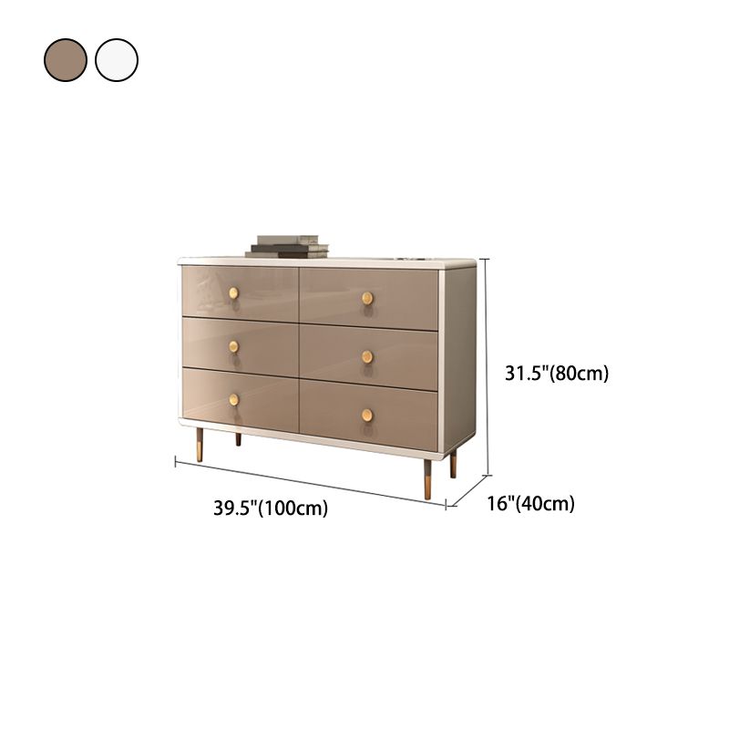Commode double en bois pour chambre à coucher, commode de rangement blanche et grise avec tiroirs