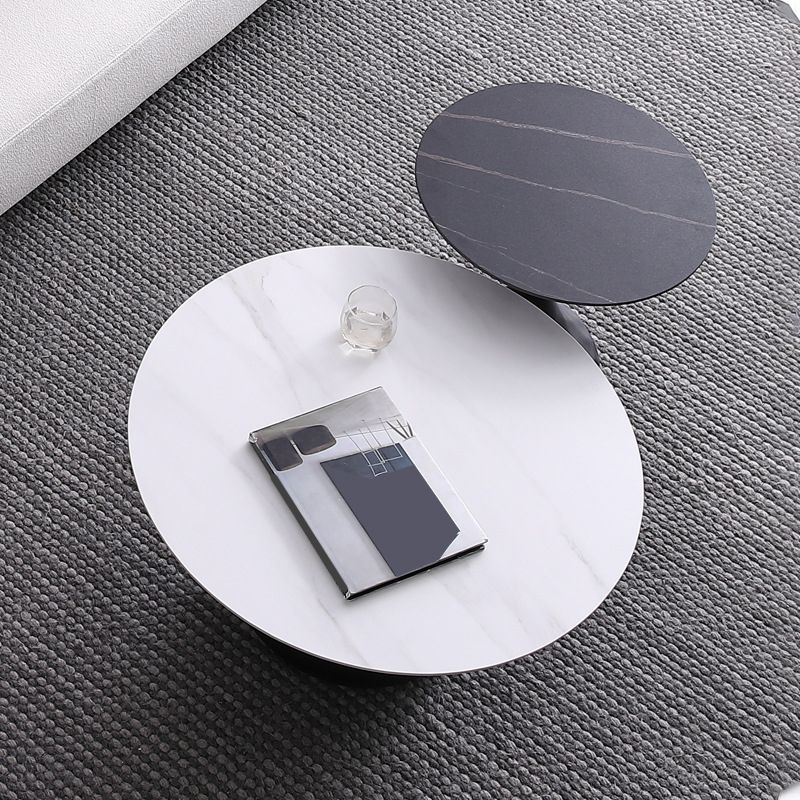 Round Slate Coffee Table Set Metal Pedestal Simple Cocktail Table Clearhalo 'Coffee & Accent Tables' 'Coffee Tables' 'coffee_tables' 'furn' 'furn_coffee_tables' 'Furniture' 'Living Room Furniture' 1200x1200_2d5a757e-dc1b-47b2-bb9a-6ca1141dd678