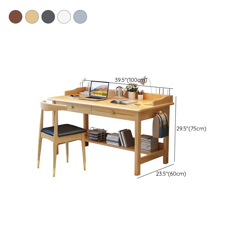 Bedroom Writing Desk Solid Wood Glam Computer Desk with Shelf , 29.5 Inch High Clearhalo 'furn' 'furn_office_desk' 'Furniture' 'Office Desks' 'Office Furniture' 'office_desk' 1200x1200_2d5d3756-639d-442e-bc85-8d773c48db50