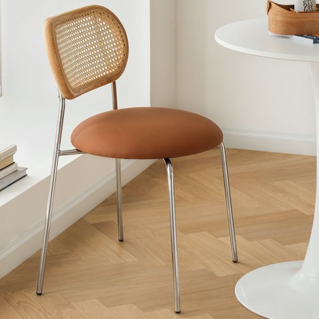 Silla de comedor de caña contemporánea para comedor de cuero falso