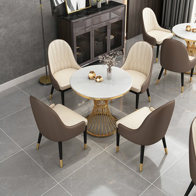 Scandinavian Sintered Stone Dining Sets with Round Table and Metal Base Dining Furniture Set Clearhalo 'Dining Room Sets' 'Dining Tables & Seating' 'dining_room_set' 'furn' 'furn_dining_room_set' 'Furniture' 'furniture_dining_room_set' 'Kitchen & Dining Furniture' 'kitchen&dining_furn' 'kitchen' 1200x1200_2d615a5c-7191-42f7-9b41-221d4ebcdfa1