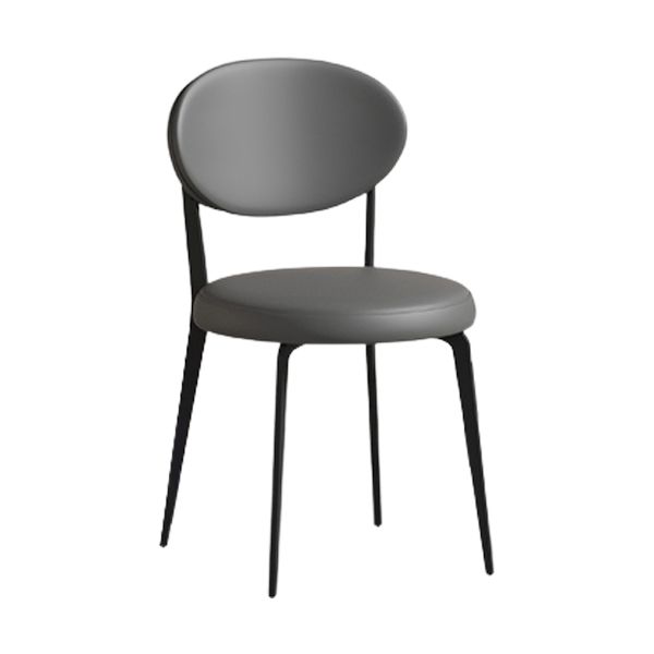 Faux de cuero y metal sillas de comedor de brazo sin brazo de color trasero