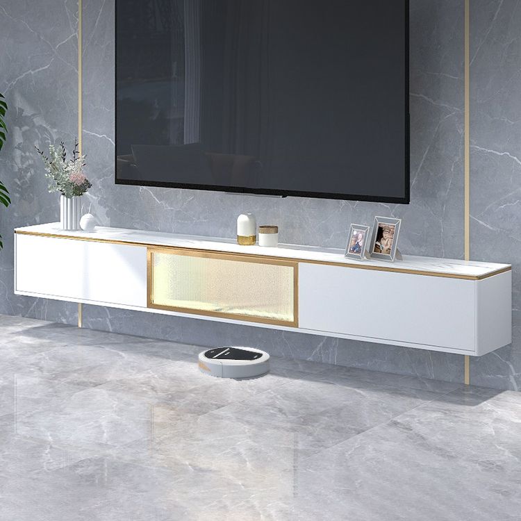 Gabinete de TV de almacenamiento blanco de estilo de piedra estilo glam estilo con 2 cajones