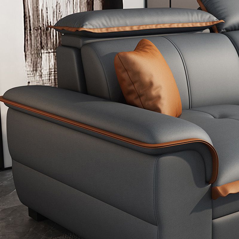 Tufted Pillow Top Arm Sectional Stain Resistant Sectional Gray Faux Leather Clearhalo 'furn' 'furn_sectionals' 'Furniture' 'Living Room Furniture' 'Sectionals' 1200x1200_2d6b7b1a-fe2b-4227-8dbf-b1f345a6e1de