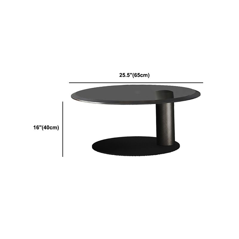 ミッドセンチュリーモダンラウンドウッド/ガラスコーヒーテーブルメタルベースアクセントテーブル